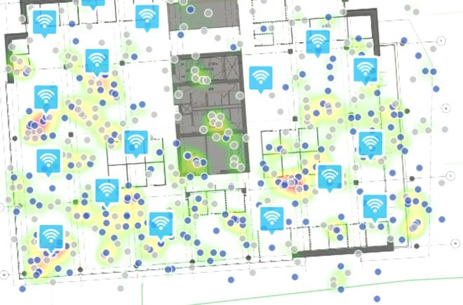 Bản đồ mật độ access point cho khu vực có số lượng lớn người dùng